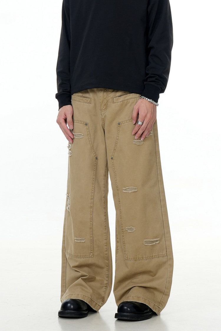Irregular Distressed Cargo Pants — Trenqor Basics — view 4