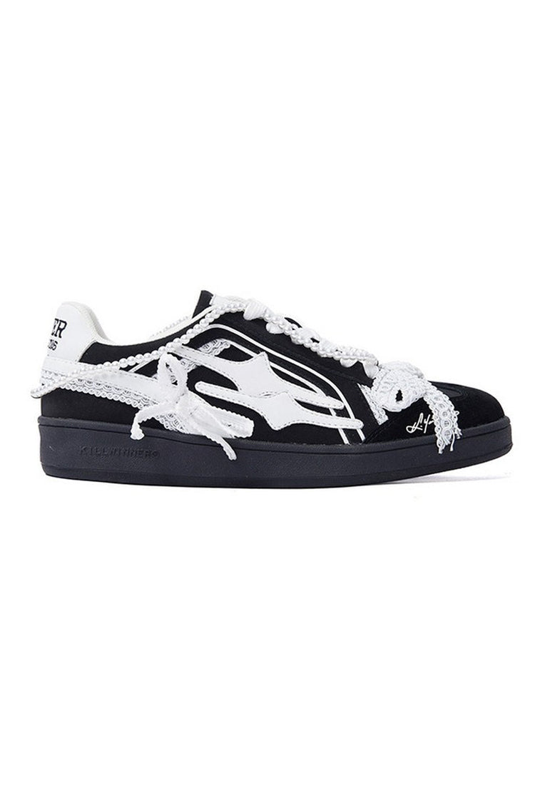 Pearl Black Unisex Retro Low Top Trainers — Killwinner — view 3