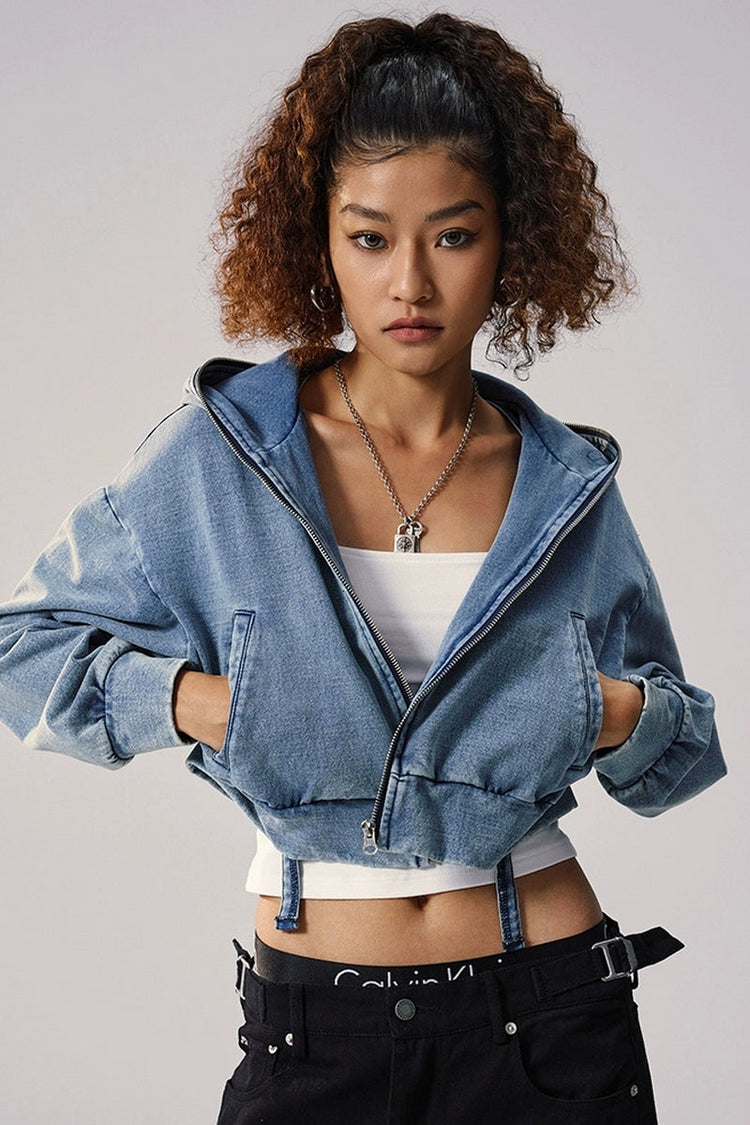 Vintage Washed Denim Hooded Jacket — Remedy — view 2