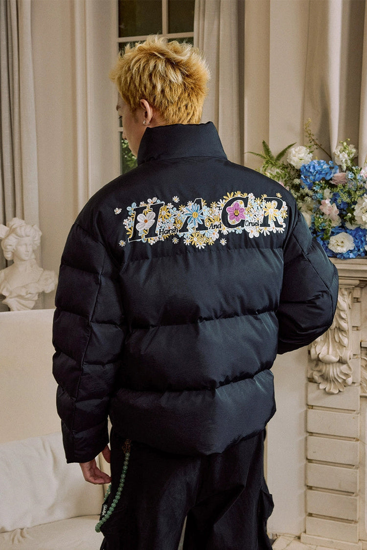 Cutout Cartoon Embroidered Puffer Jacket — Harsh and Cruel — view 3