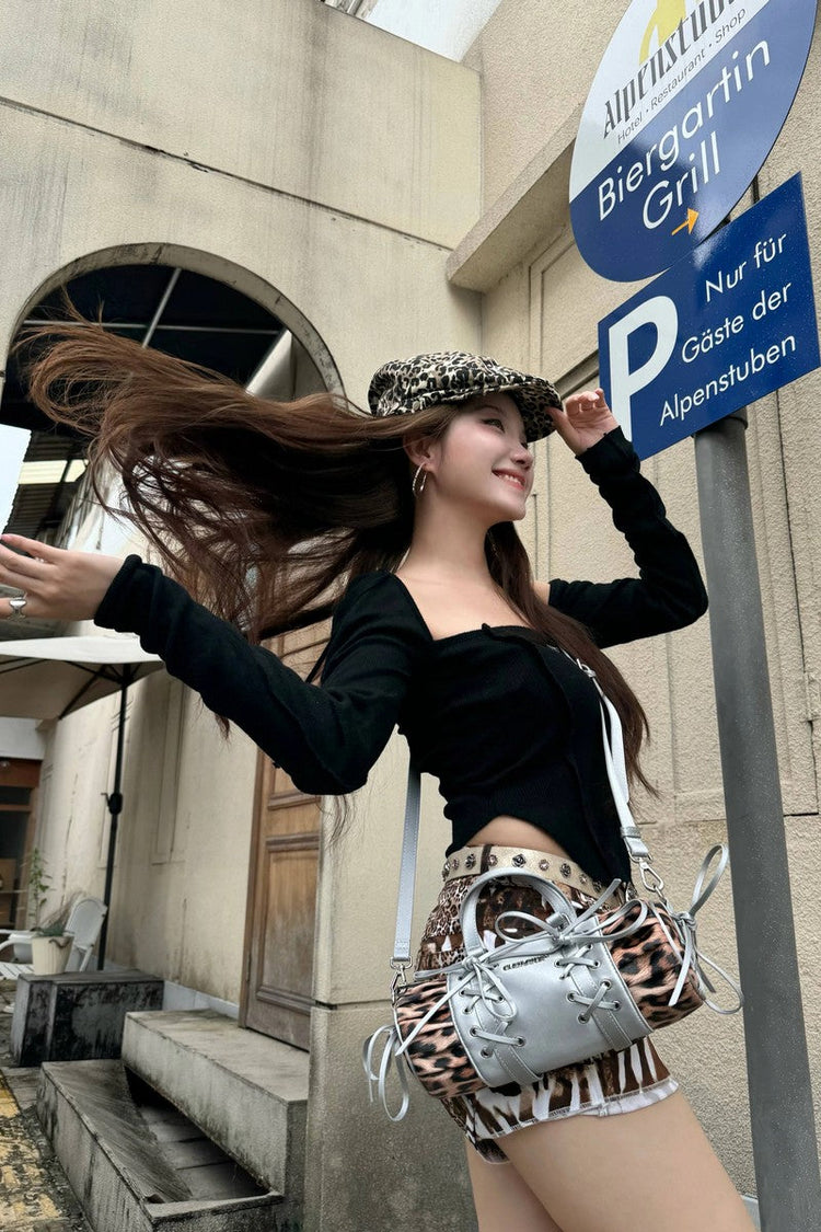 Millennial Leopard Print Mini Cylinder Phone Bag — Cultivator — view 3