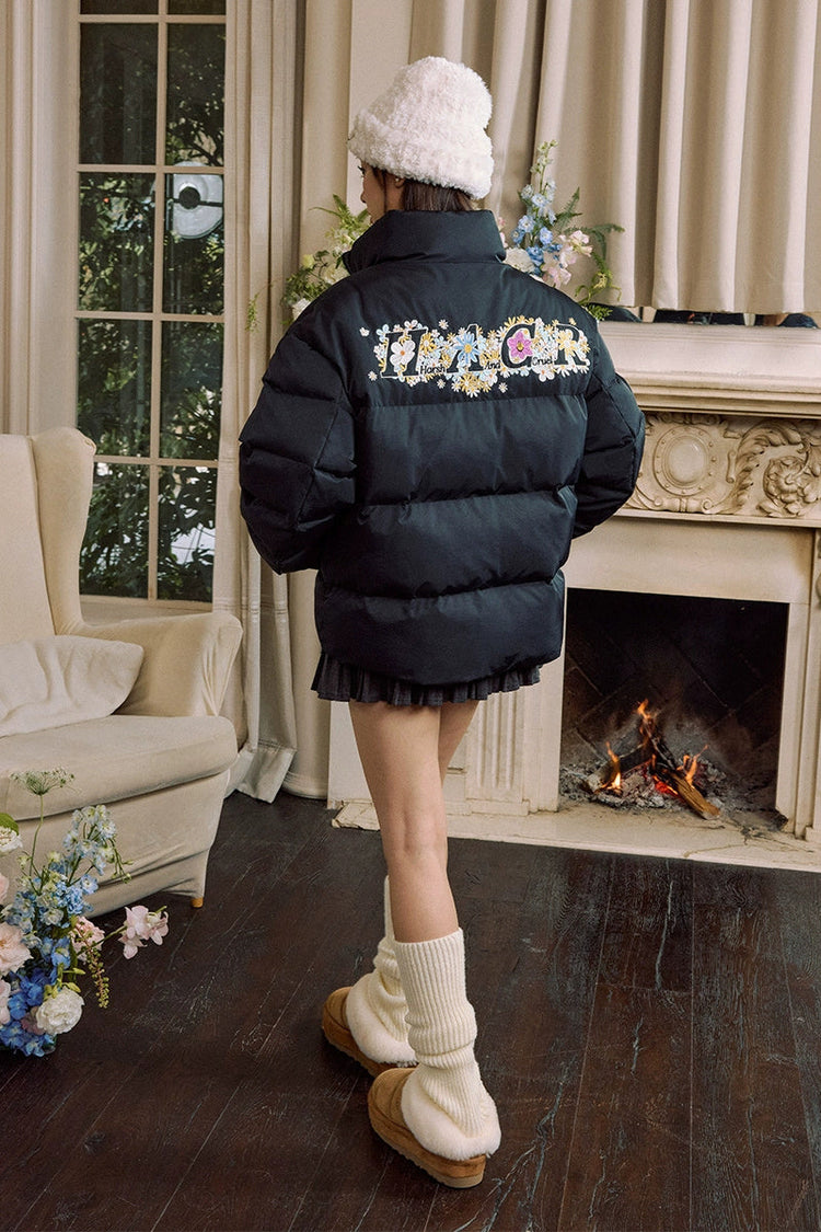 Cutout Cartoon Embroidered Puffer Jacket — Harsh and Cruel — view 4