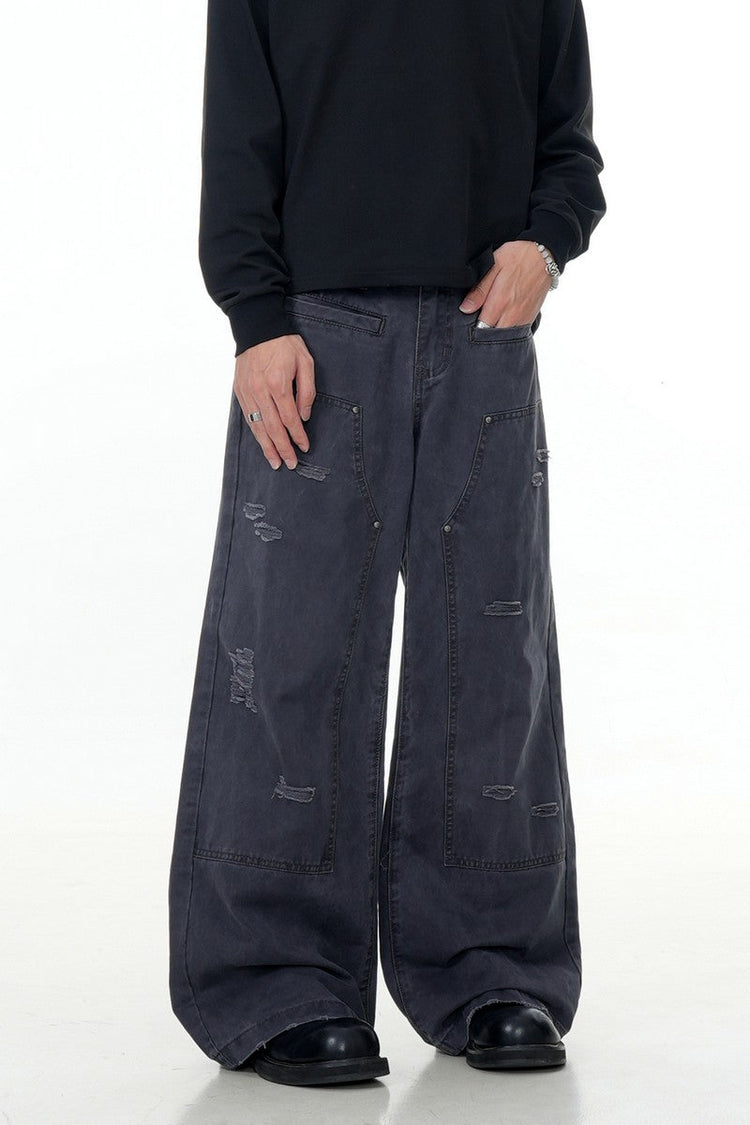 Irregular Distressed Cargo Pants — Trenqor Basics