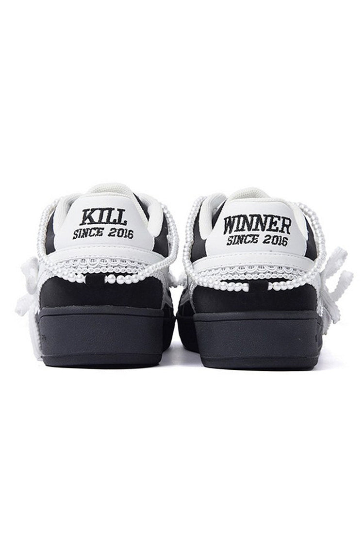 Pearl Black Unisex Retro Low Top Trainers — Killwinner — view 4