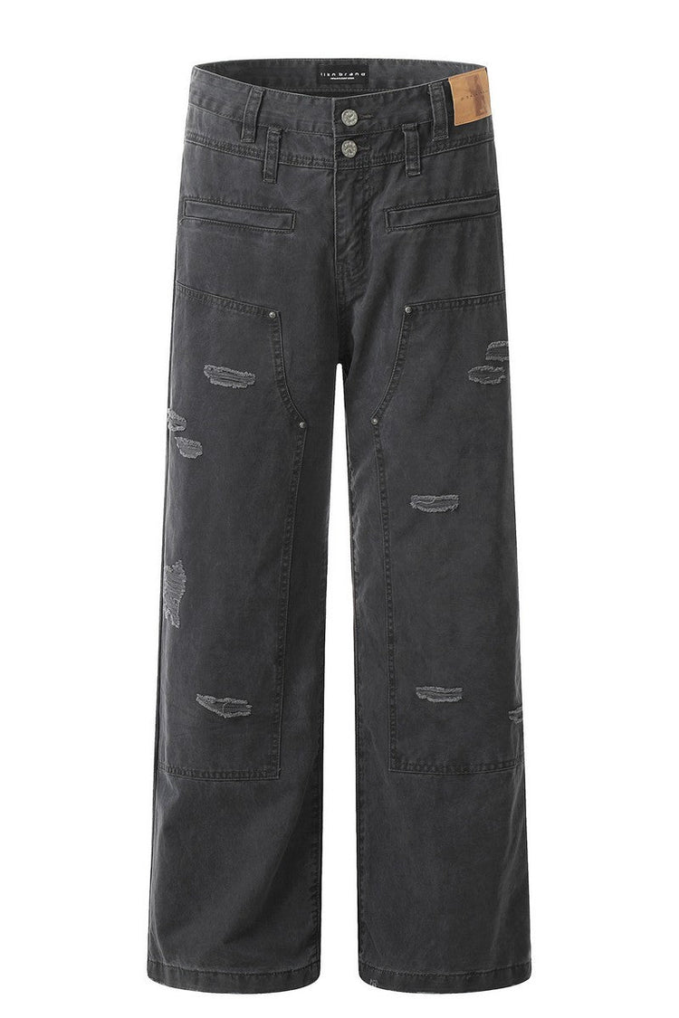 Irregular Distressed Cargo Pants — Trenqor Basics — view 5