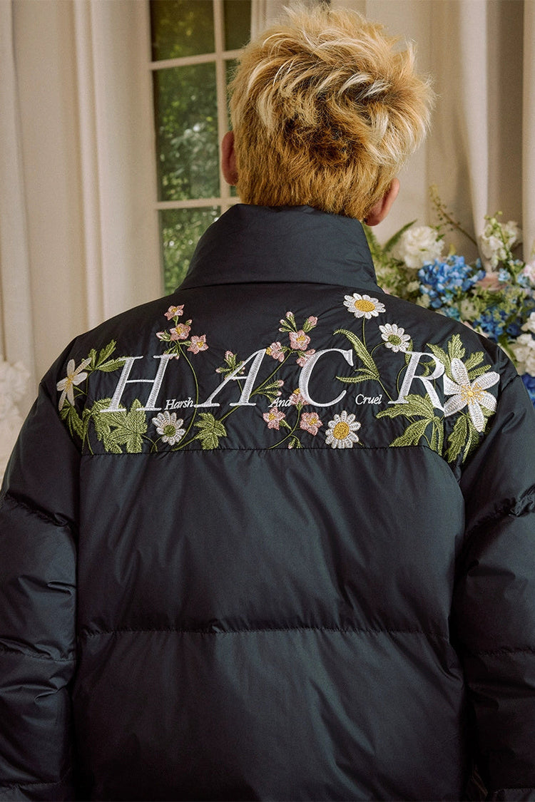 Colorblock Floral Embroidered Puffer — Harsh and Cruel — view 2