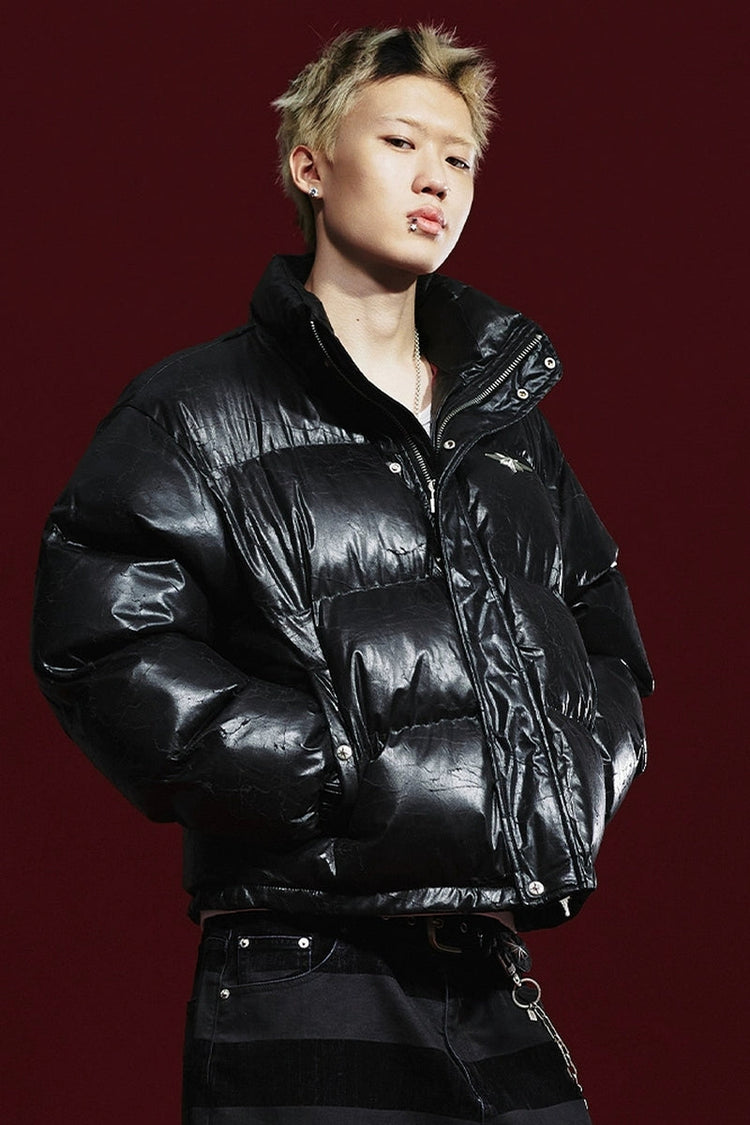 Cracked Pattern Puffer Jacket — Remedy — view 5