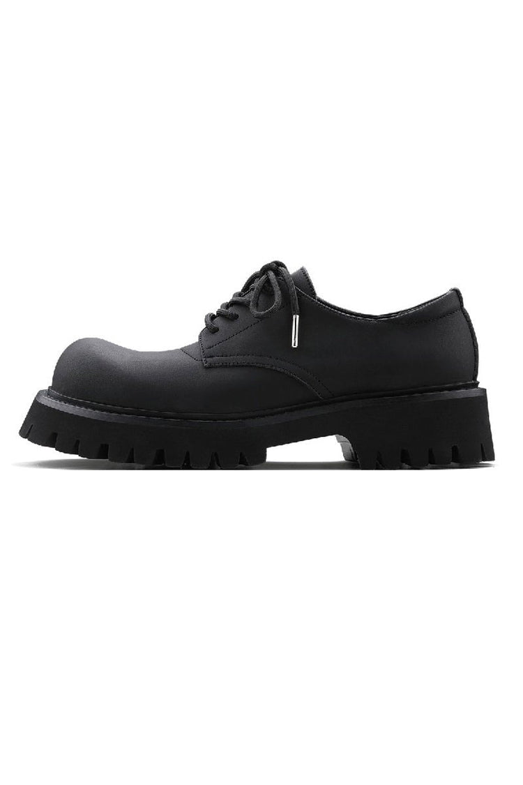 Carbon Black Derby Platform Shoes — Hanqiaoriji — view 2