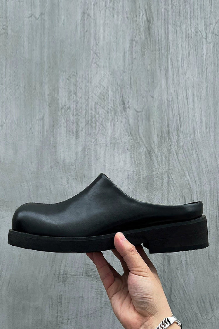 Cut-Line Leather Clog Mules — Hanqiaoriji — view 2