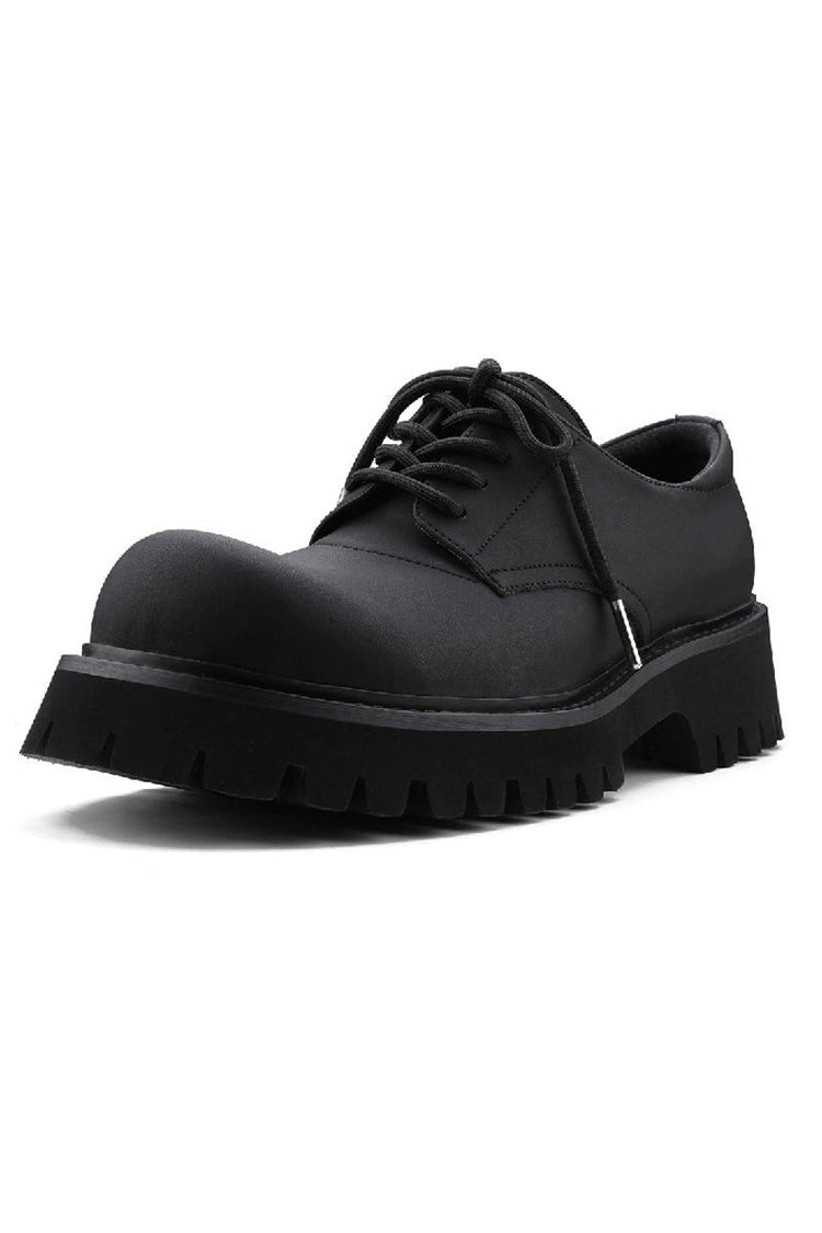 Carbon Black Derby Platform Shoes — Hanqiaoriji