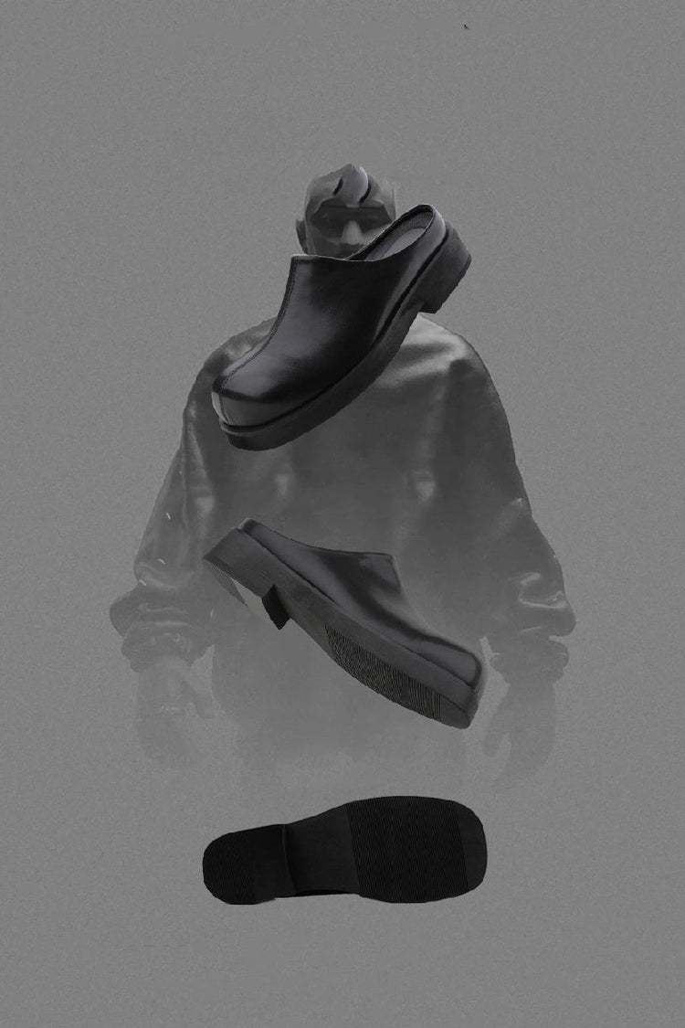 Cut-Line Leather Clog Mules — Hanqiaoriji — view 3