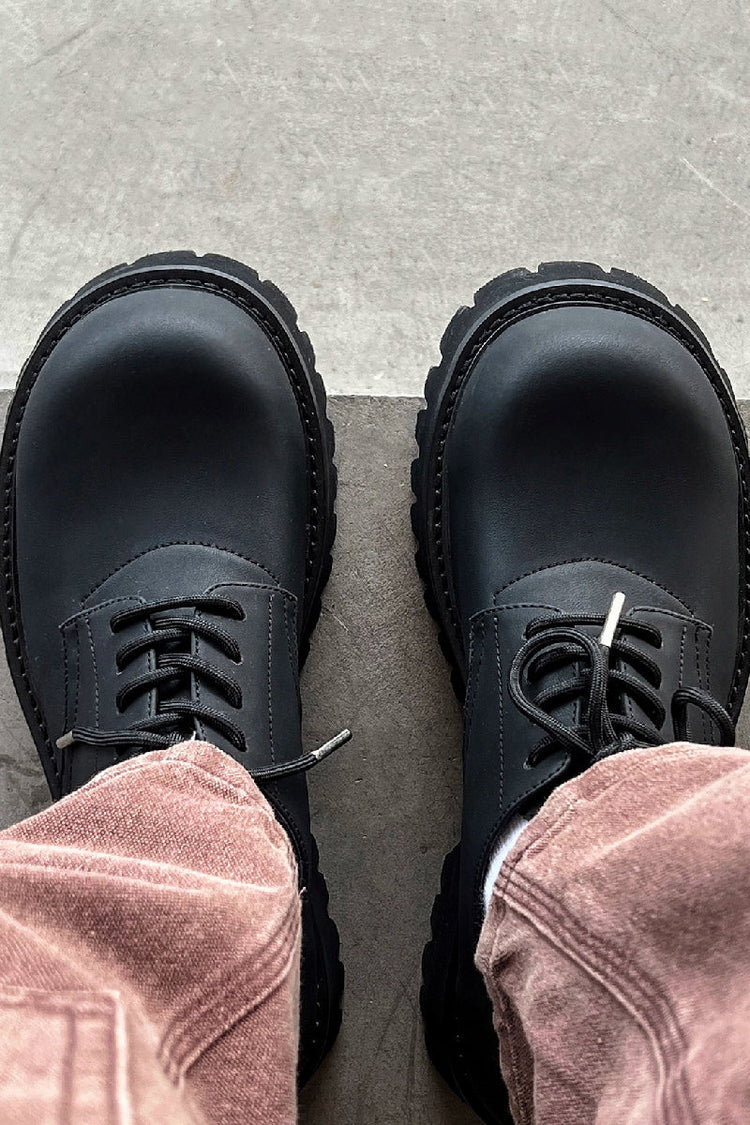 Carbon Black Derby Platform Shoes — Hanqiaoriji — view 3