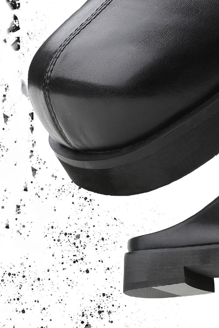 Cut-Line Leather Clog Mules — Hanqiaoriji — view 5