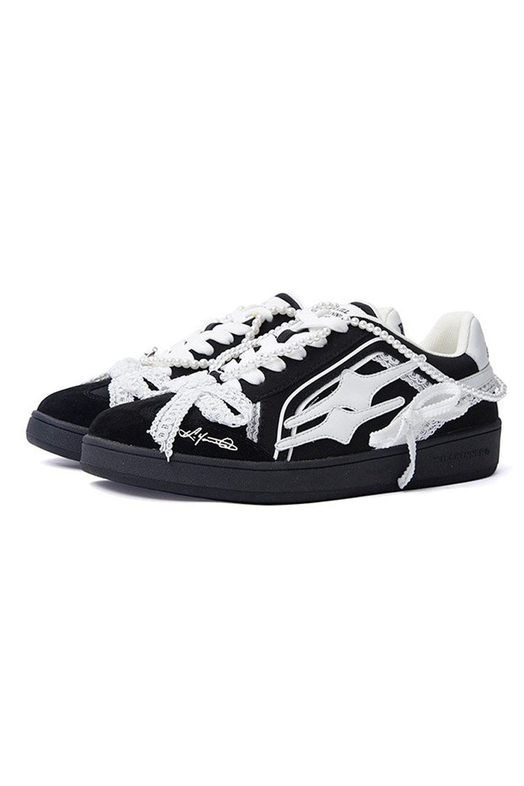 Pearl Black Unisex Retro Low Top Trainers — Killwinner