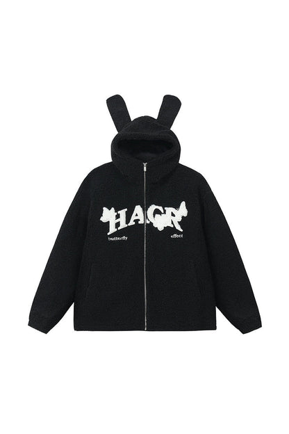 Furry Ears Butterfly Patch Sherpa Jacket — Harsh and Cruel — view 6