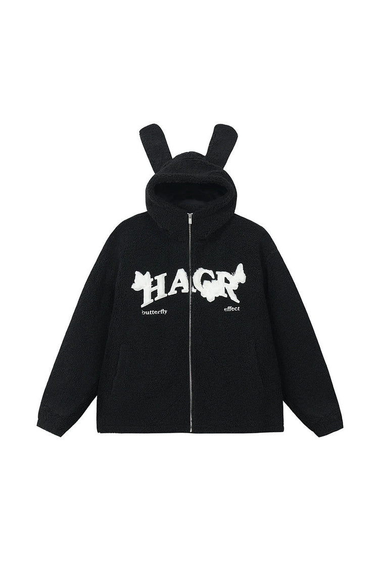 Furry Ears Butterfly Patch Sherpa Jacket — Harsh and Cruel — view 6