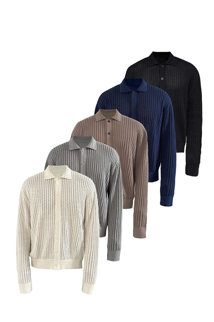 Textured Knit Cotton Cardigan — JCAESAR