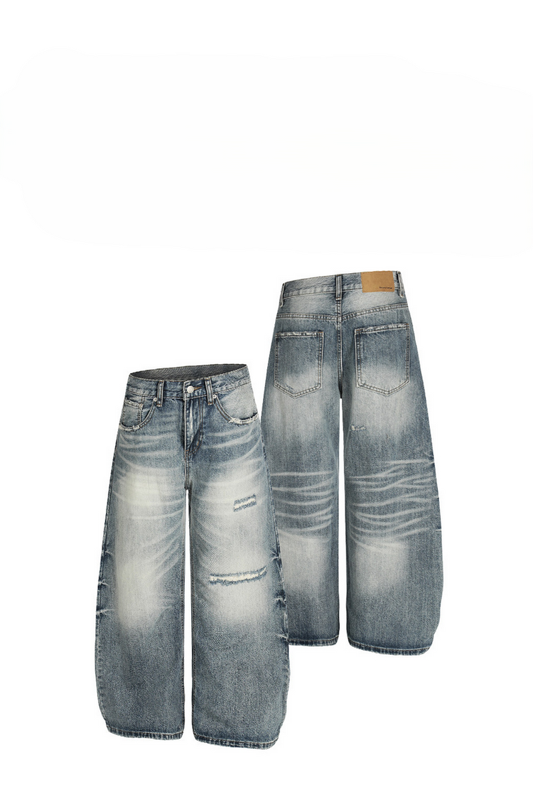 Distressed Baggy Barrel Jeans — Trenqor Basics — view 6