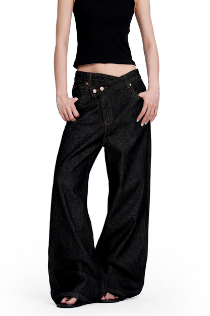 Asymmetric Black Jeans