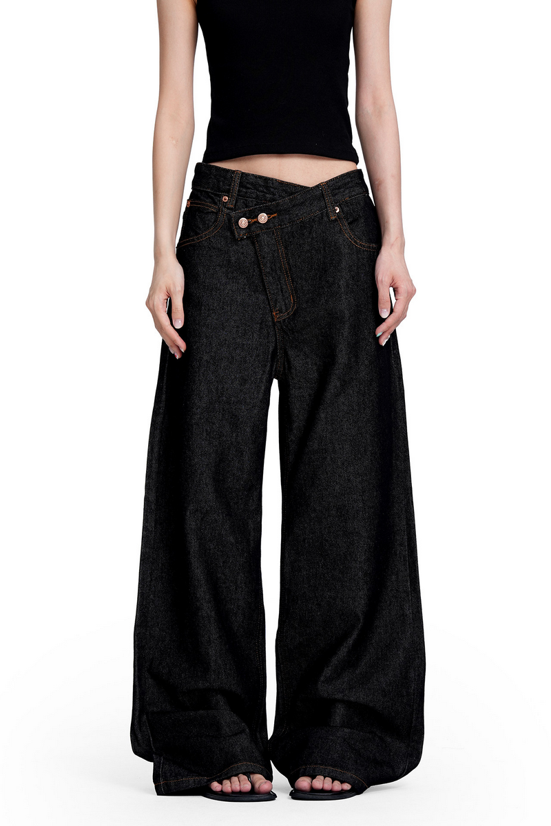Asymmetric Black Jeans