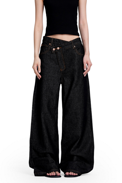 Asymmetric Black Jeans