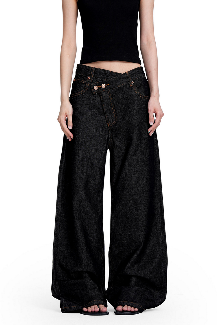 Asymmetric Black Jeans — Trenqor Basics