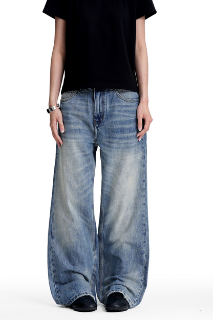 Washed Straight Leg Bootcut Jeans