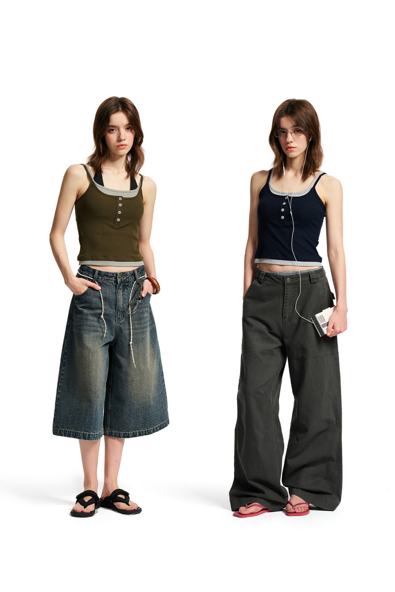 Layered Contrast Strap Tank