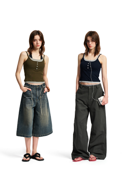 Layered Contrast Strap Tank