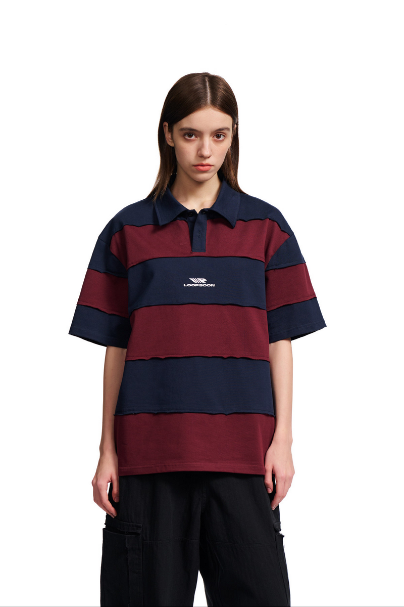 Distressed Striped Polo Shirt