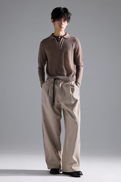 Linen Drawstring Wide Pants