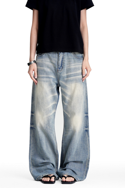 Faded Whisker Wash Bootcut Jeans