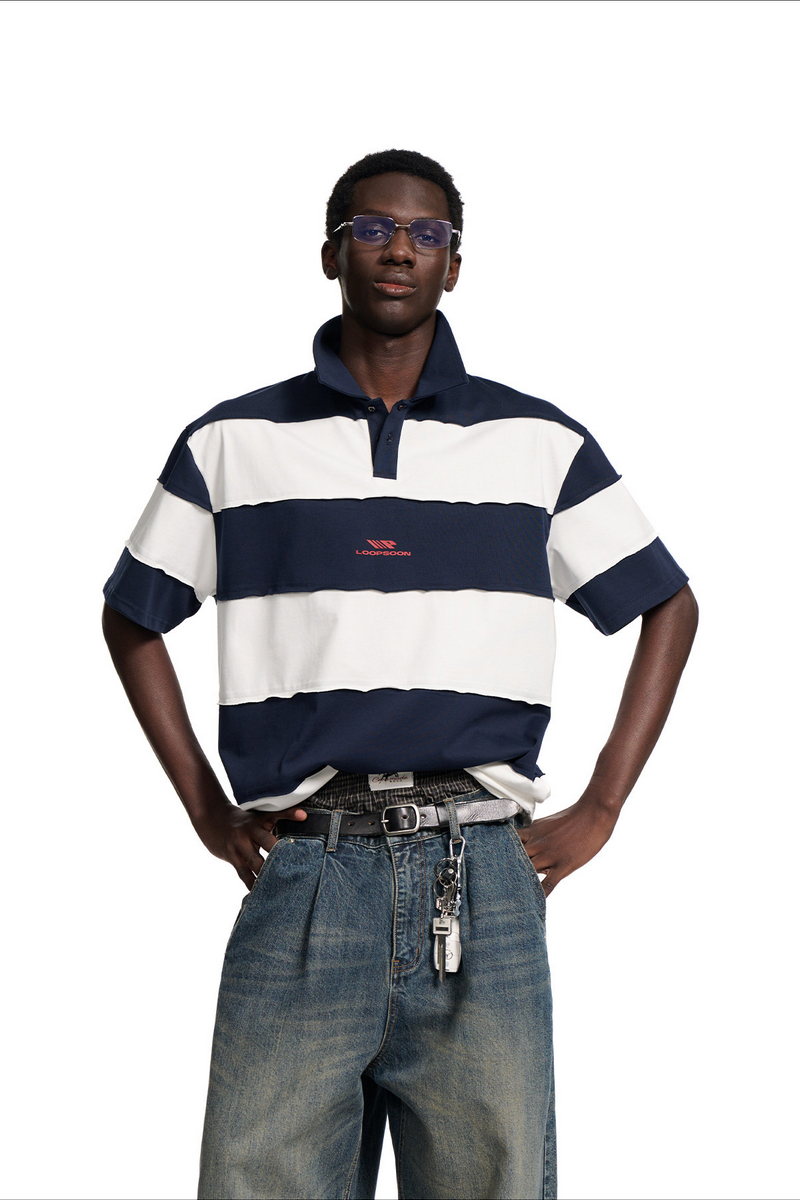 Distressed Striped Polo Shirt