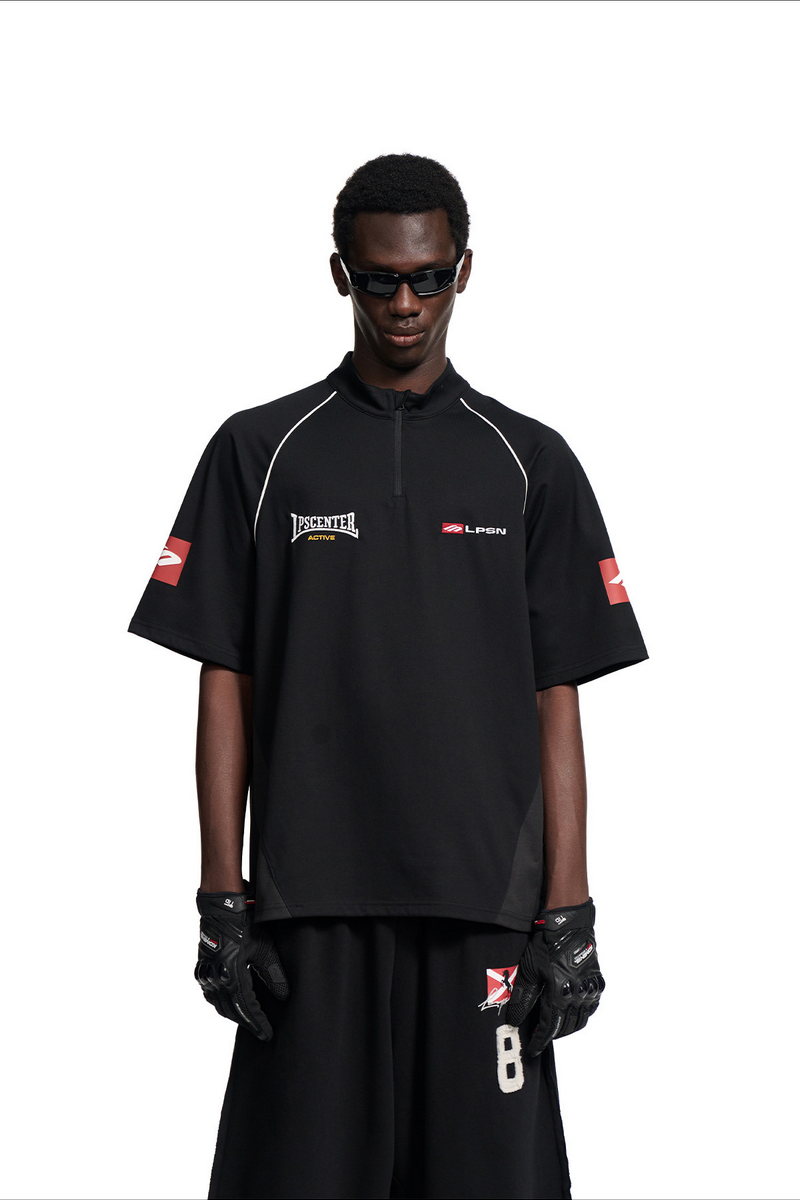 Half Zip Short Sleeve Top