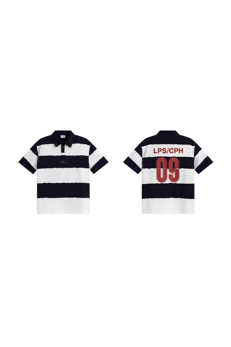 Distressed Striped Polo Shirt