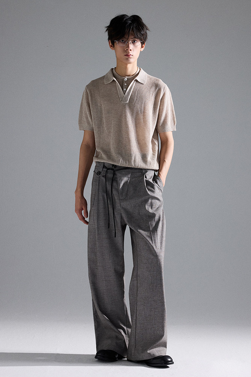 Linen Drawstring Wide Pants