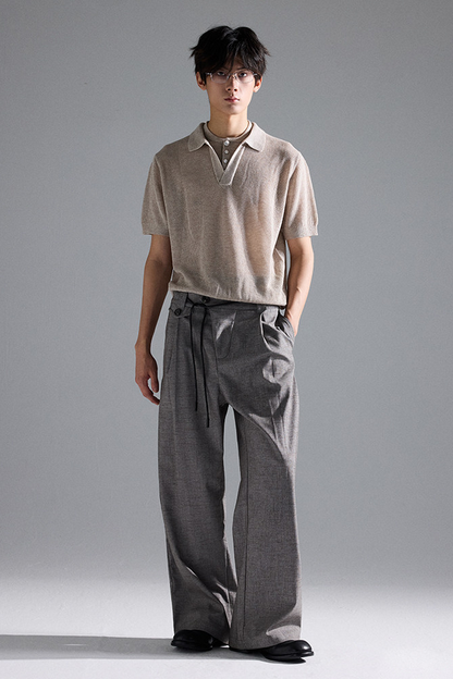 Linen Drawstring Wide Pants