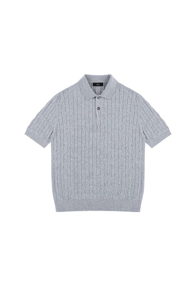Cable Knit Polo Shirt