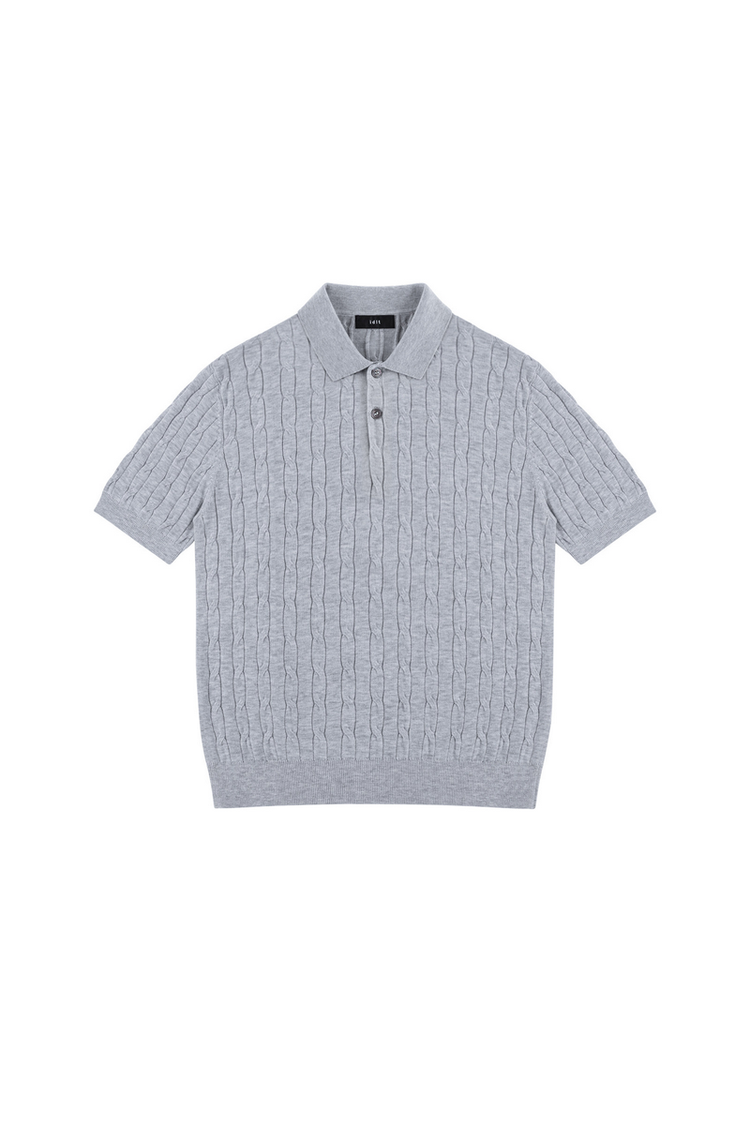 Cable Knit Polo Shirt — IDLT — view 4