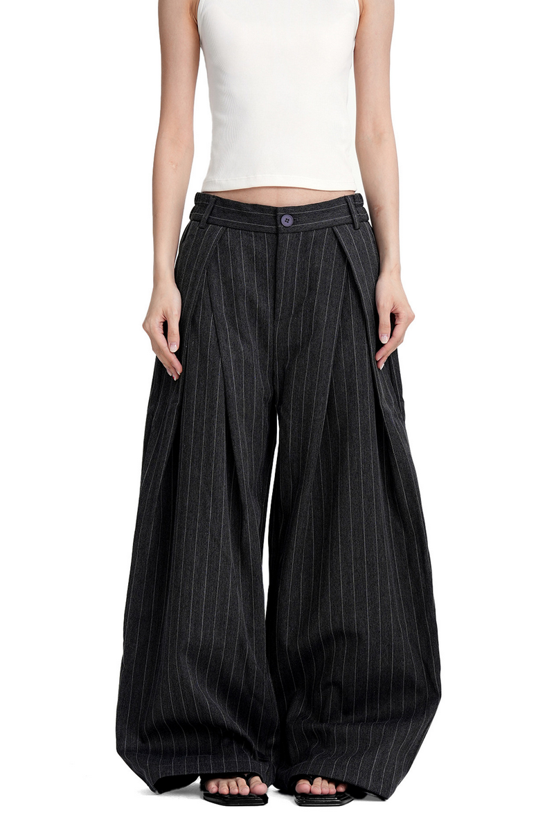 Striped Pleated Trousers