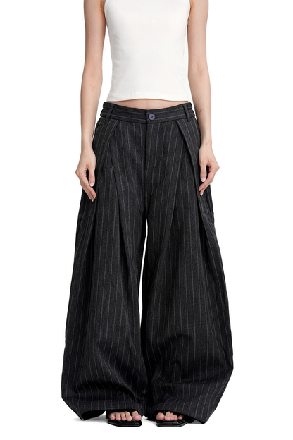 Striped Pleated Trousers