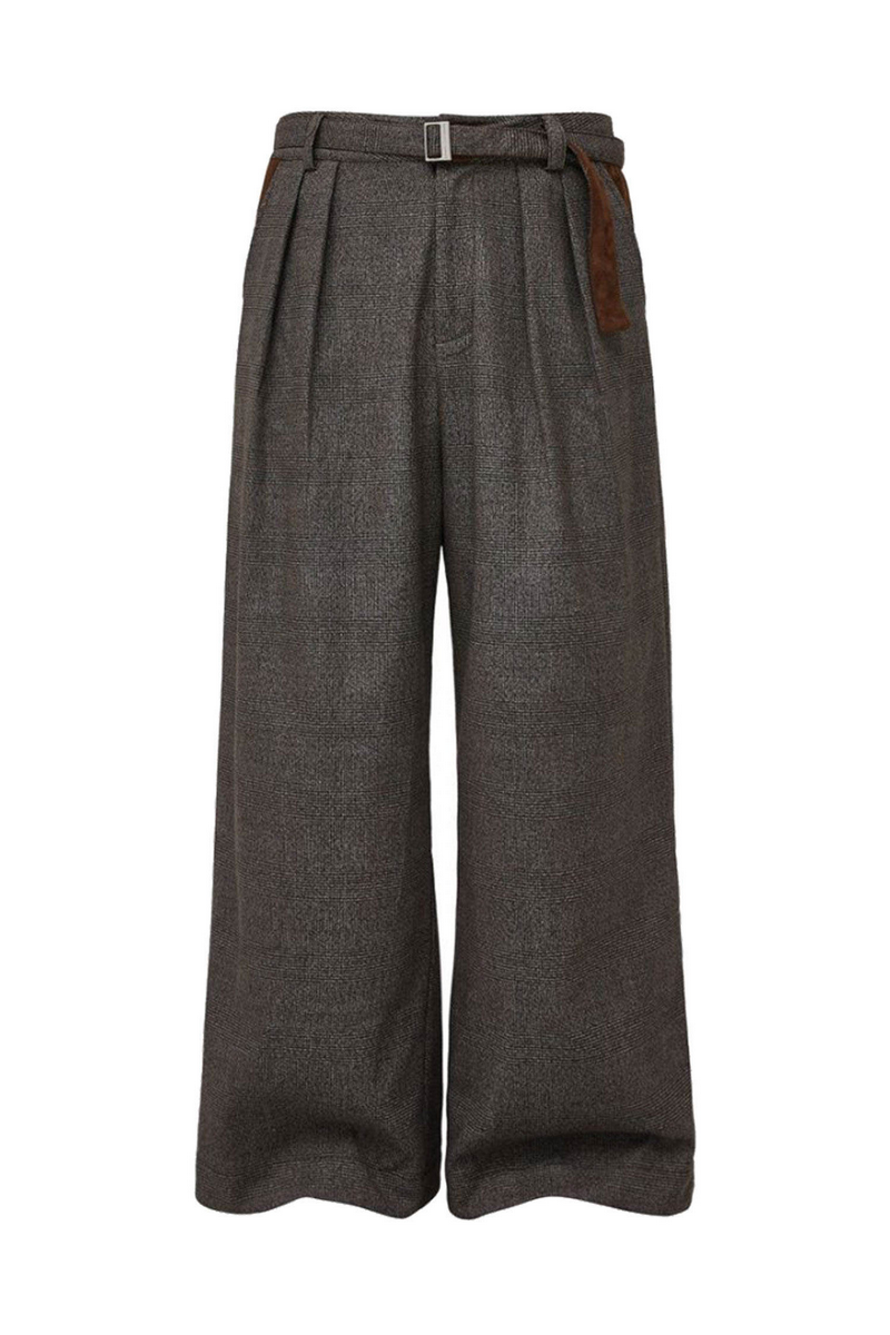 Houndstooth Suede Wide Pants