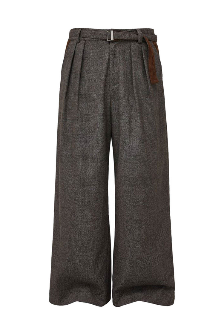 Houndstooth Suede Wide Pants — Taichiism — view 5