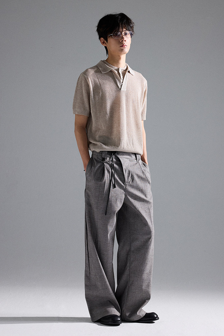Linen Drawstring Wide Pants — Taichiism — view 3