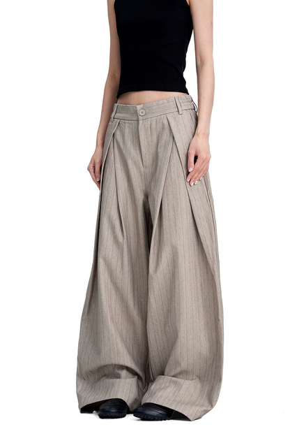 Striped Pleated Trousers