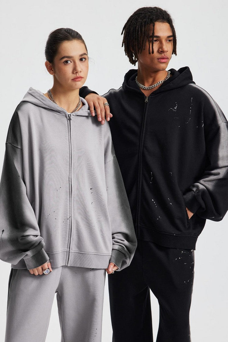 Spray Paint Graffiti Zip Hoodie — Trenqor Basics — view 3