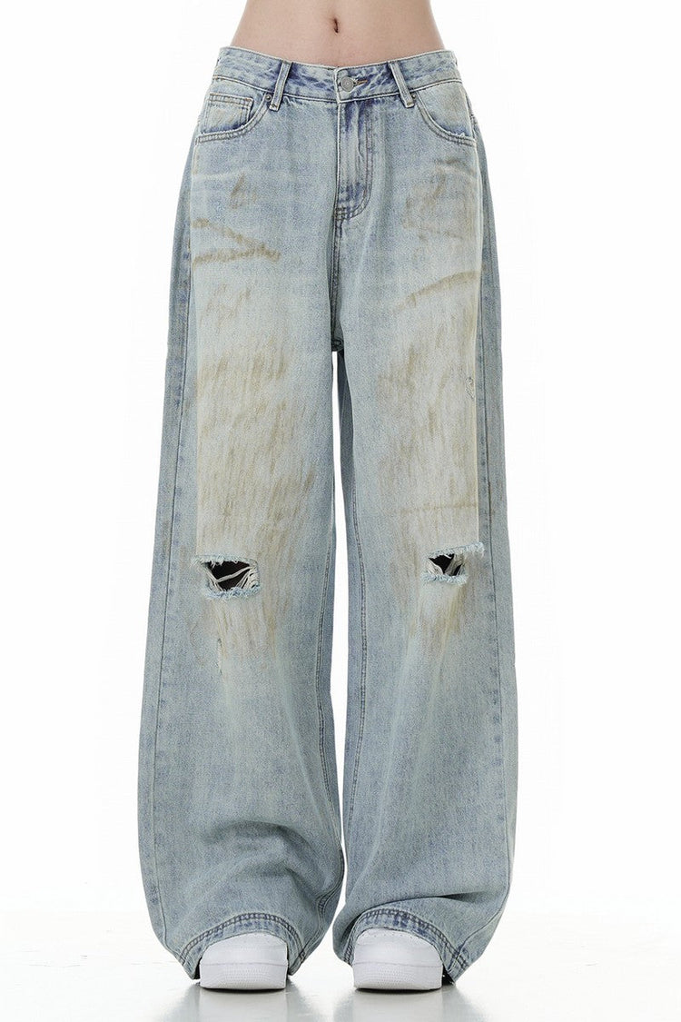 Distressed Cleanfit Straight Jeans Unisex — Trenqor Basics — view 7