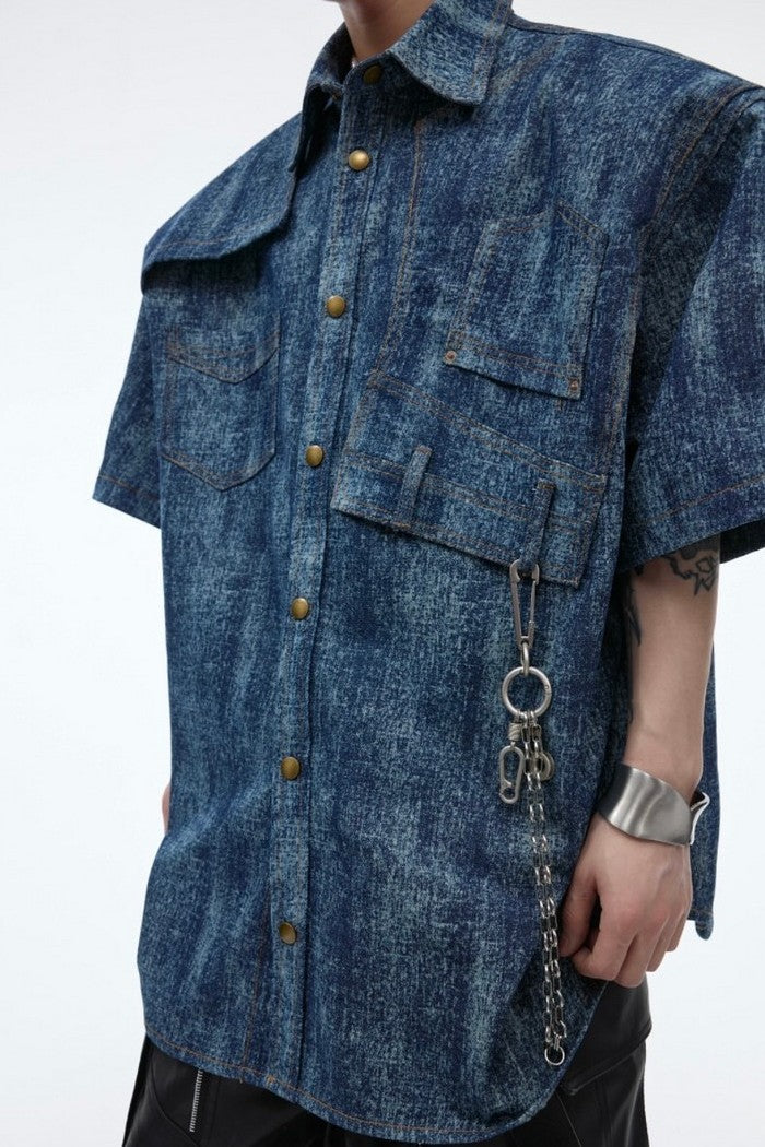 Old Washed Retro Denim Shirt — Argue Culture — view 2