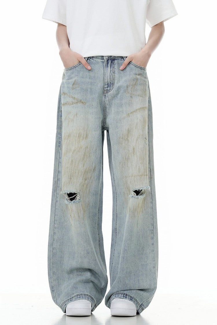Distressed Cleanfit Straight Jeans Unisex — Trenqor Basics