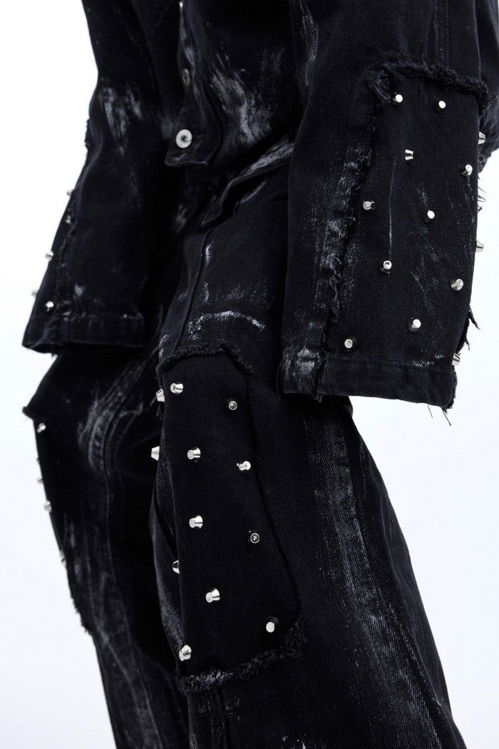 Metal Rived Destroyed Jeans — Argue Culture — view 3